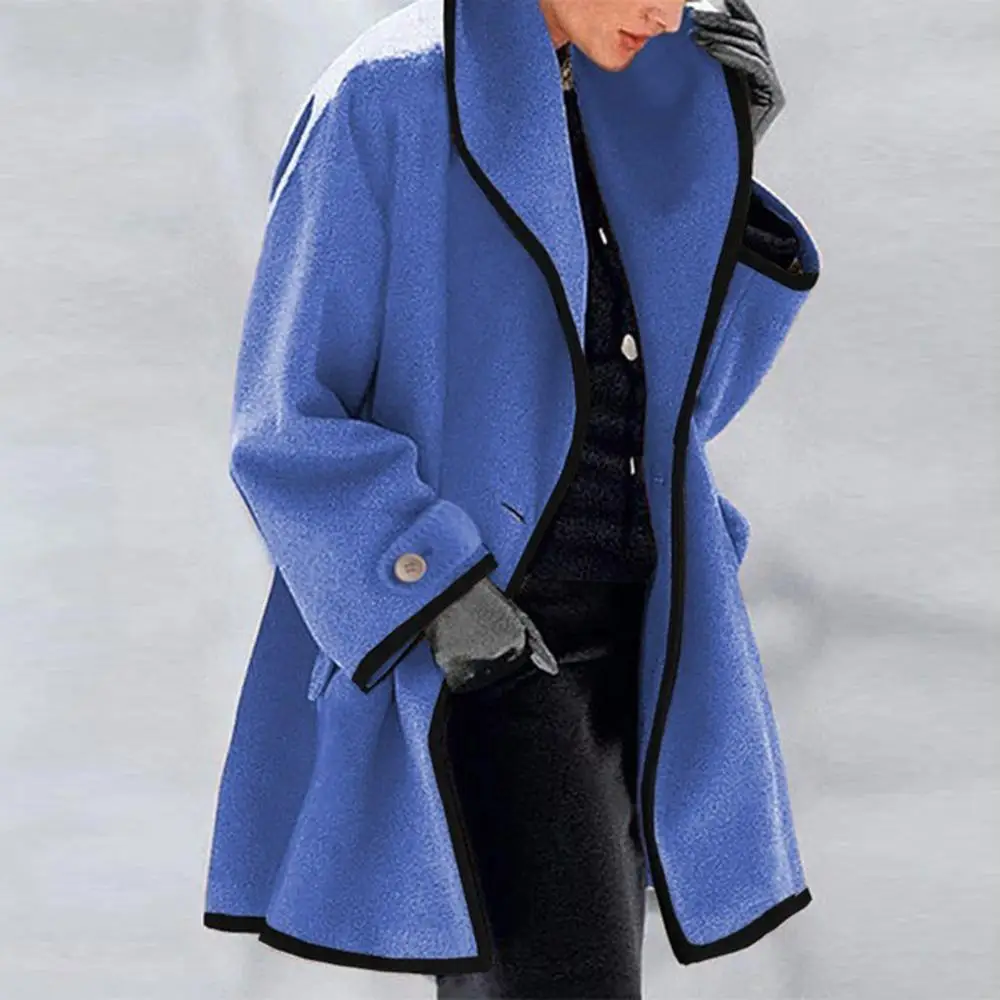 New Ladies Fashion Autumn and Winter Casual Round Neck Loose Hooded Woolen Coat 2023 Woman Double-sided Woolen Coat