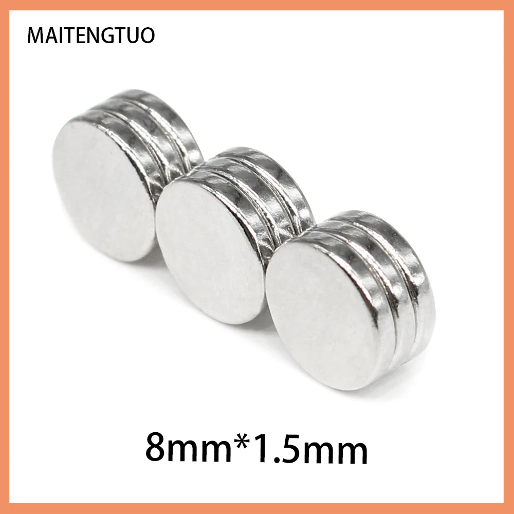

50/1000/200/300/500 шт., круглые магниты, 8 мм x 1,5 мм