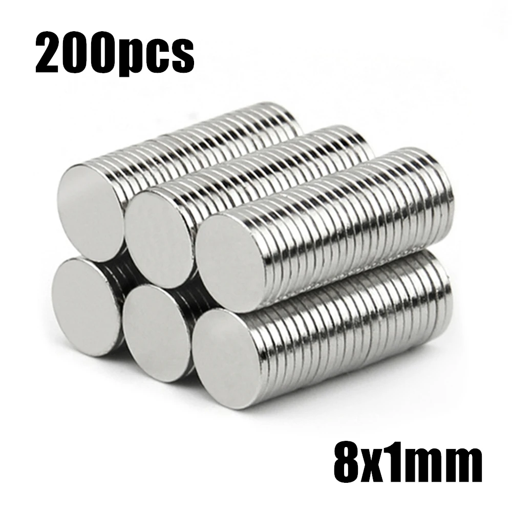 

Небольшие Круглые неодимовые магниты NdFeB, диаметр 8*1 мм, 200 шт.