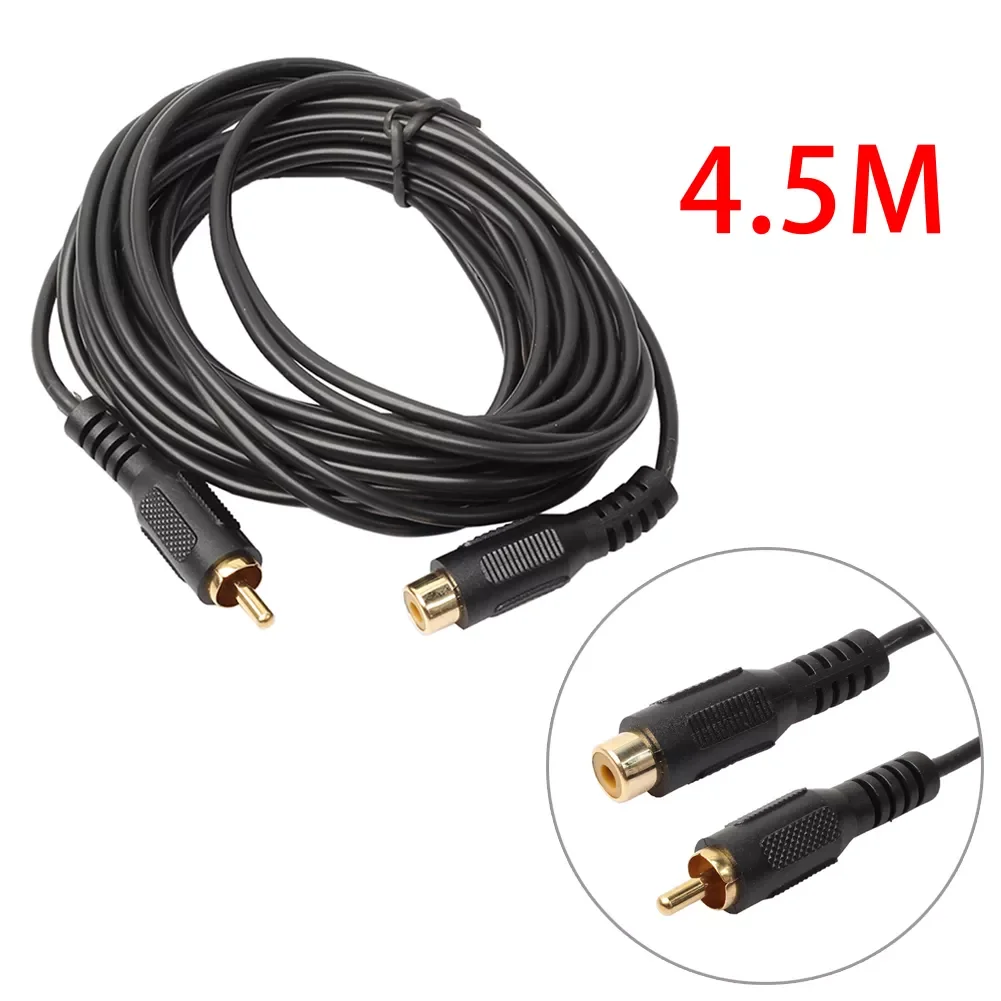 

1.8/4.5/7.6 M Single Phono Extension Cable Lead RCA Male to Female Plug to Socket For stereo equipment DVD players TV L3FE