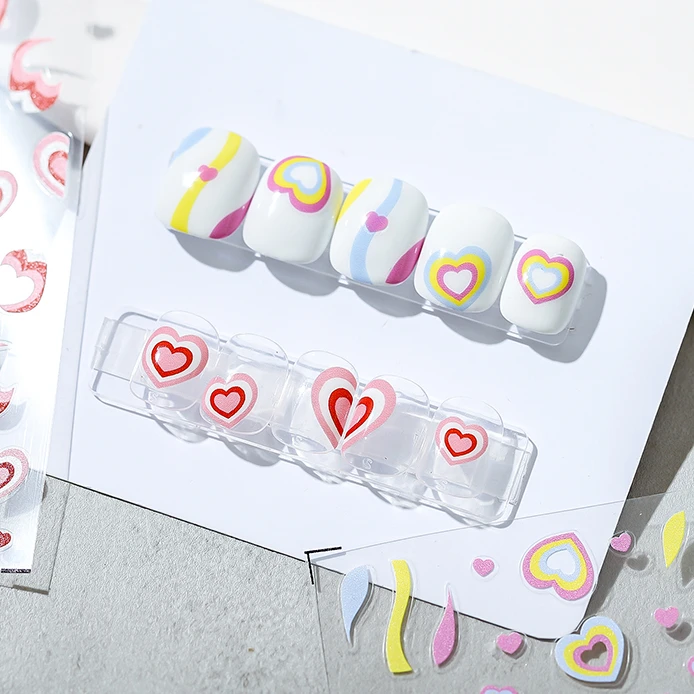 

1 Sheet Colored Love Heart Cute 3D Self Adhesive Nail Art Decorations Sticker 5D Soft Reliefs Nail Decals Wholesale Dropshipping