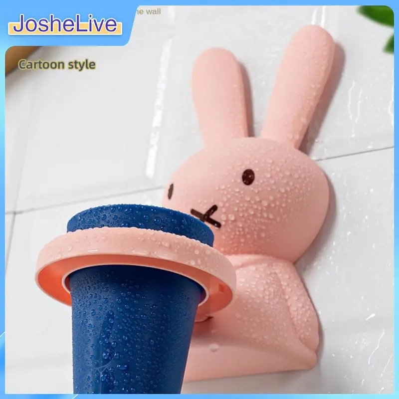 

Toothbrush Cup Holder Multiple Functions Non Marking Adhesive With Strong Load-bearing Capacity Socket Space Saving Cute