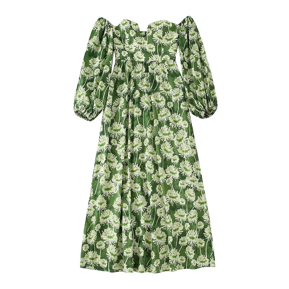 

Женское винтажное платье с открытыми плечами, коротким рукавом и принтом