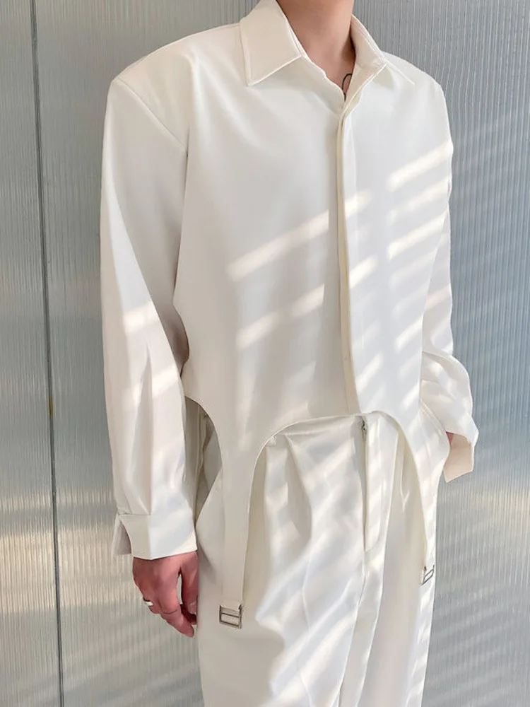 

SYUHGFA 2022 Spring Autumn Turn Down Collar Long Sleeve Shirt For Male Loose Casual Tops Fashion Solid Color Shirts Men Clothing