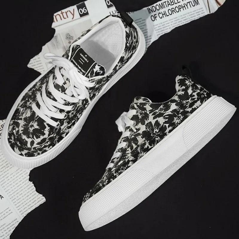 Мужские повседневные ботинки коричневые парусиновые с изображением льда