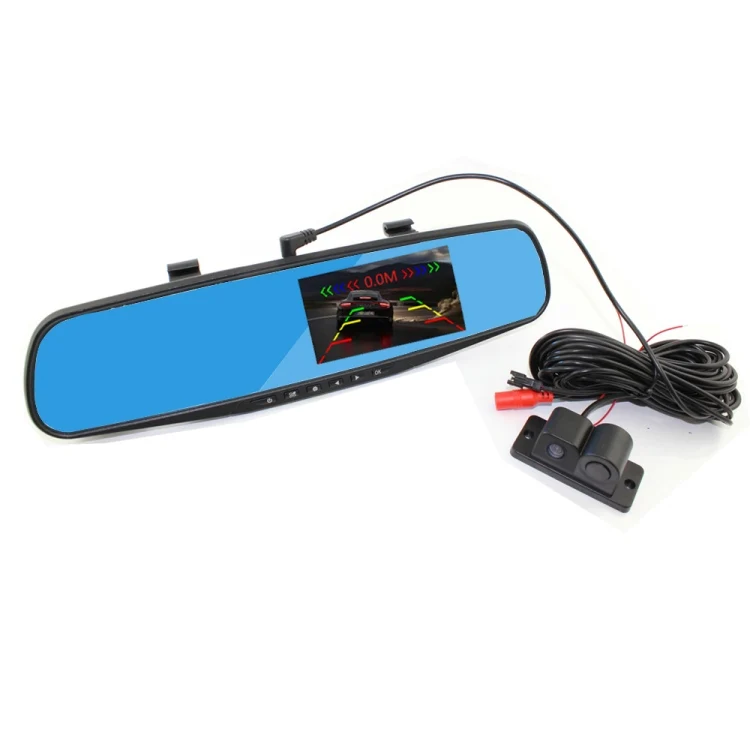 

3 in 1 no holes parking sensor 2 sensor + camera reverse system with rear view mirror monitor