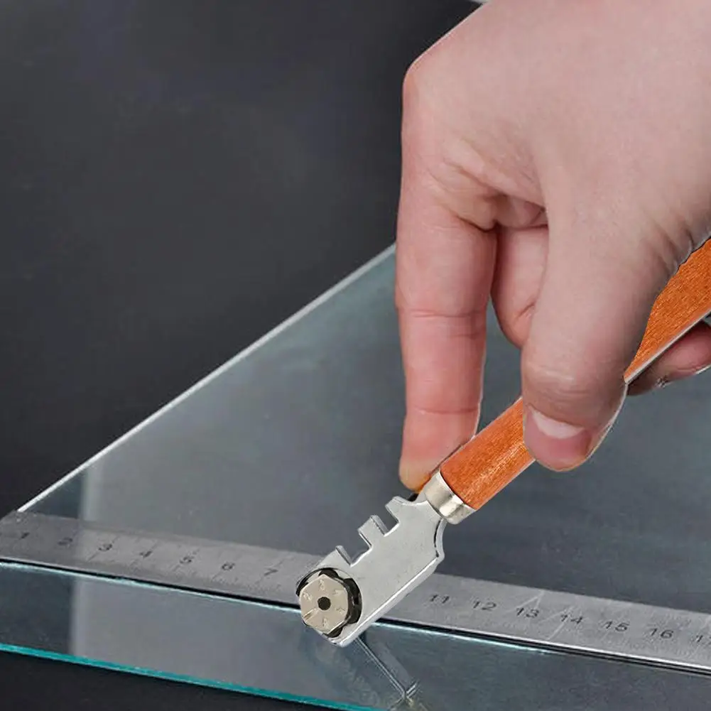 1 шт. 5 07 дюйма профессиональный шестиколесный стеклянный резак с деревянной