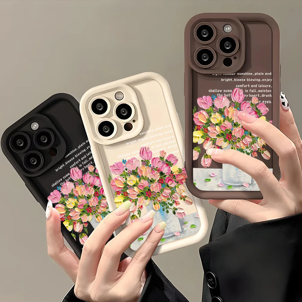 Новый кожаный чехол INS Soft Luxtury Flowers 3D для iPhone 16 Pro 15 14 13 12 11 Max Plus милый симиконовый