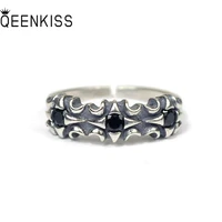 qeenkiss rg6791 jewelry wholesale fashion woman man birthday%c2%a0wedding gift retro star aaa zircon 925 sterling silver open ring