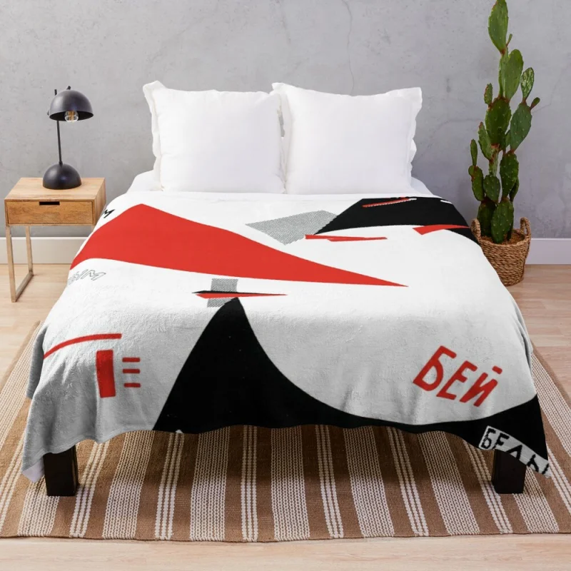 

El Lissitzky - Beat the Whites with the Red Wedge Throw Blanket Soft Fashion Sofa Blankets Cute Blanket Plaid