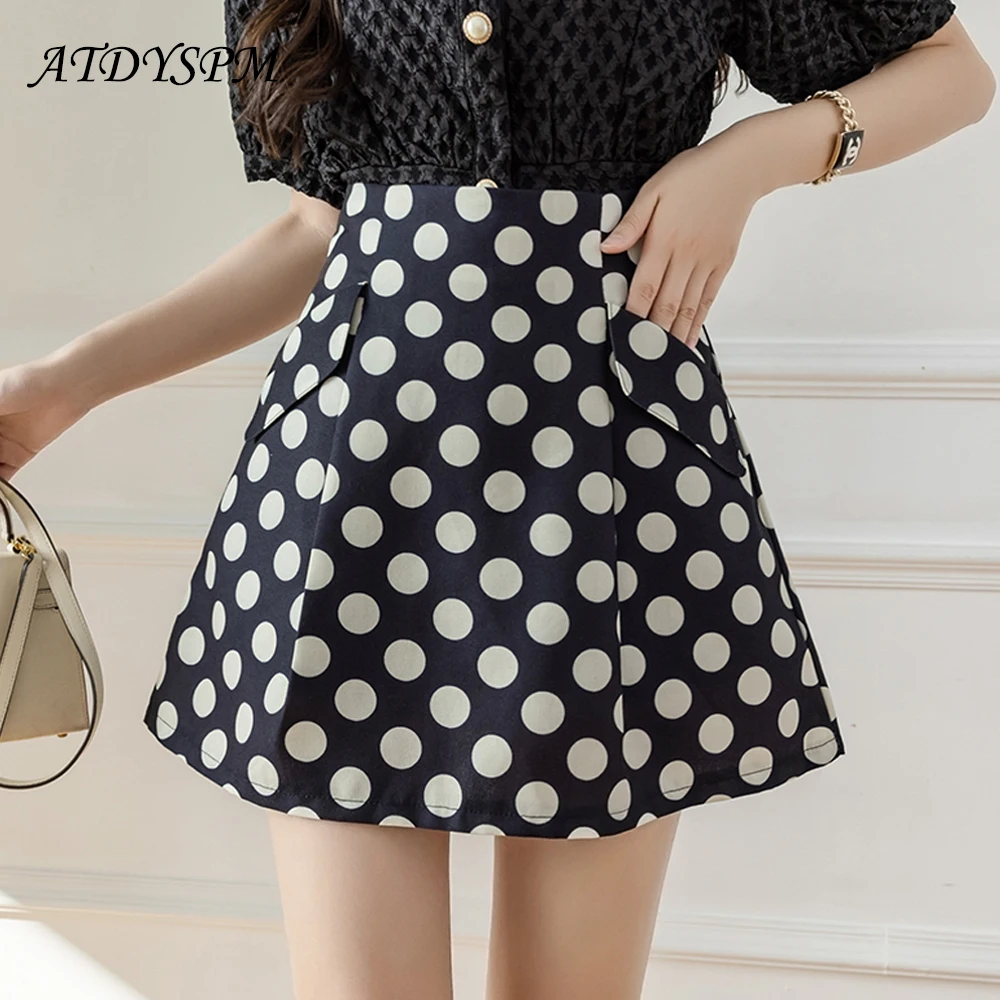 

Polka Dot High Waist Skirts Women Summer 2022 New Korean Fashion A-line Mini Skirt Retro Short Skirt Ladies Casual Beach Skirts
