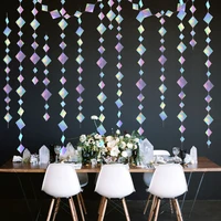 1pc iridescent paper dot star rectangular garlands for birthday wedding party hanging streamer banner decorations supplies