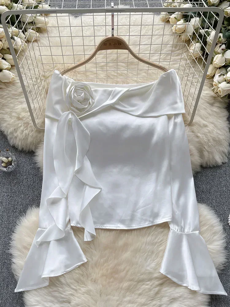 Женская Весенняя блузка атласная рубашка с изысканным темпераментным