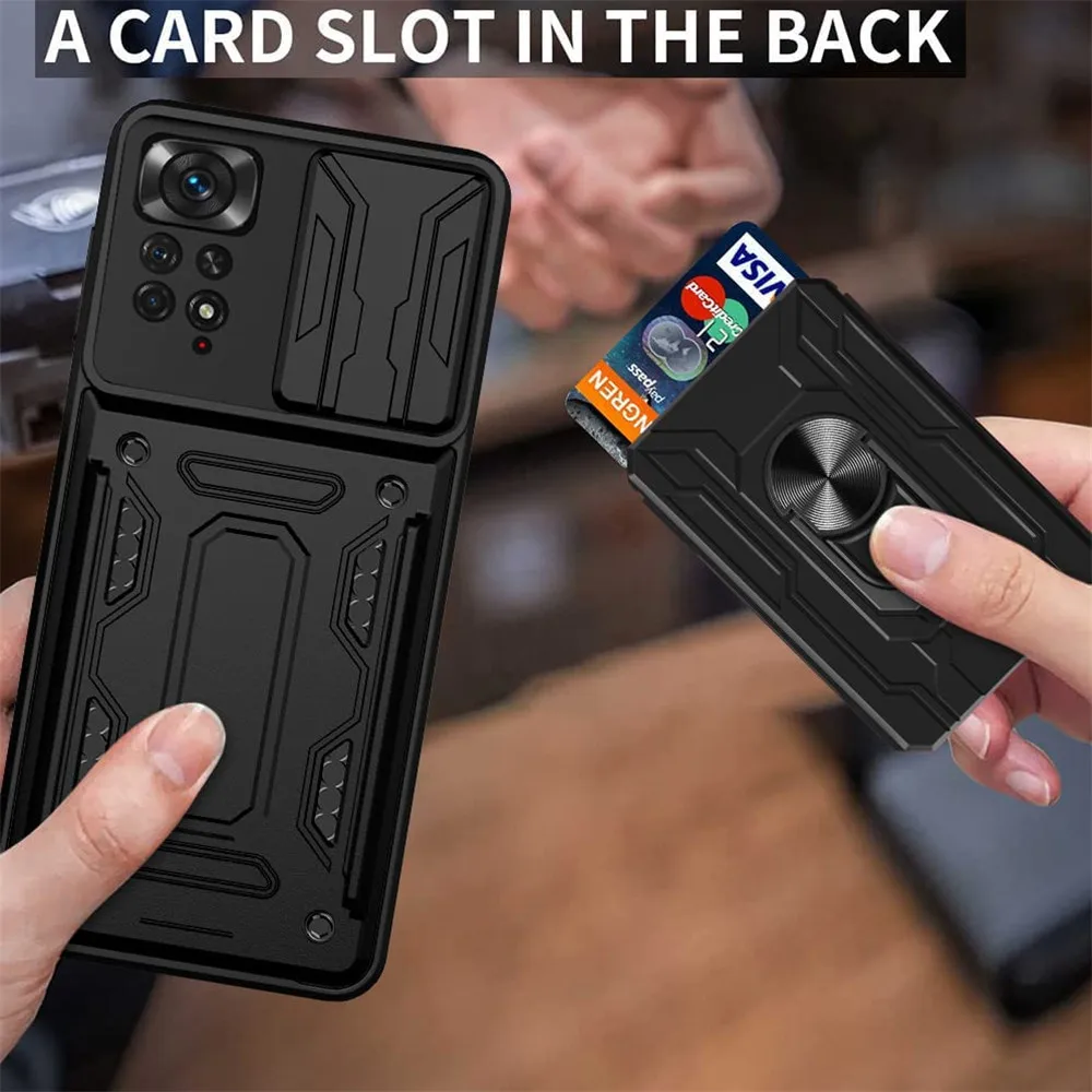 Для Xiaomi Redmi Note 11 глобальная версия Чехол Слот для карты кольцо подставка чехол Pro