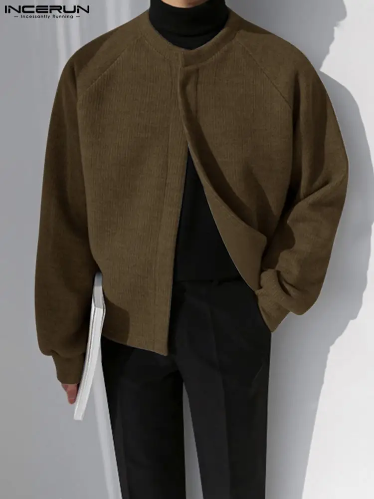 

INCERUN 2023 Men Sweatshirts Solid Color O-neck Streetwear Long Sleeve Button Fashion Hoodies Korean Casual Men Outerwear S-5XL