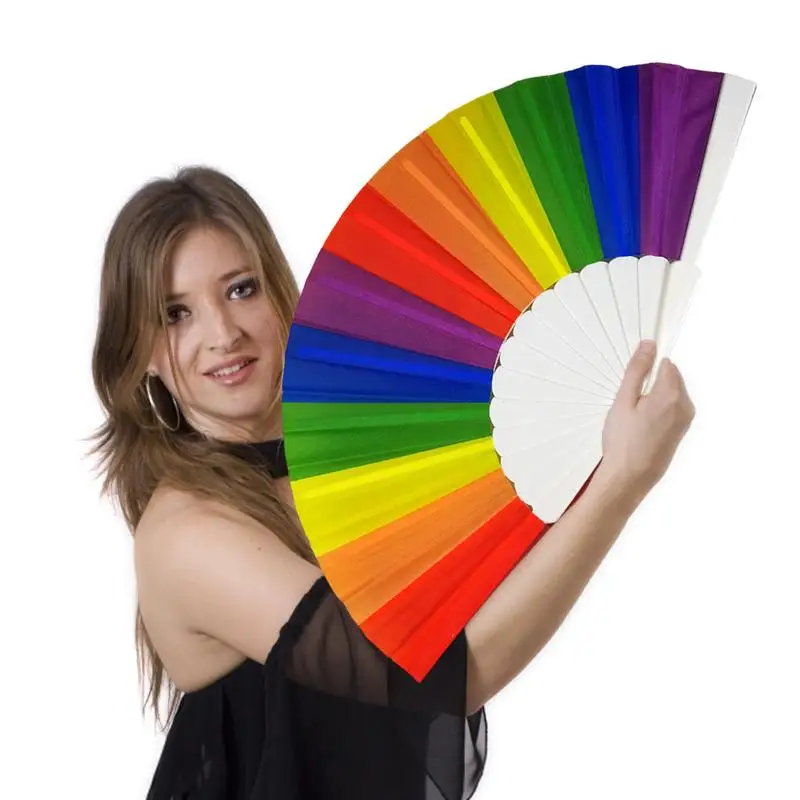 

Rainbow Folding Fans Colorful Rainbow Pride Handheld Fan Party Decor Party Supplies For LGBT Party Parade DIY Decoration
