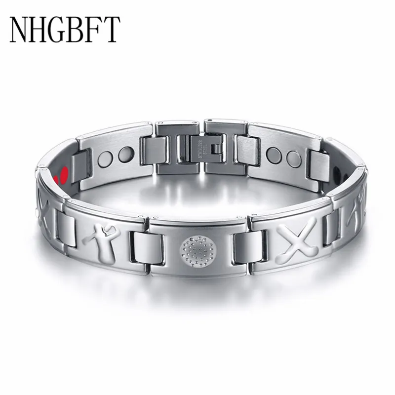 

NHGBFT Men's Bio 4 Elements Energy Magnetic Healing Bracelet Stainless Steel Health Care Bracelets DropShipping