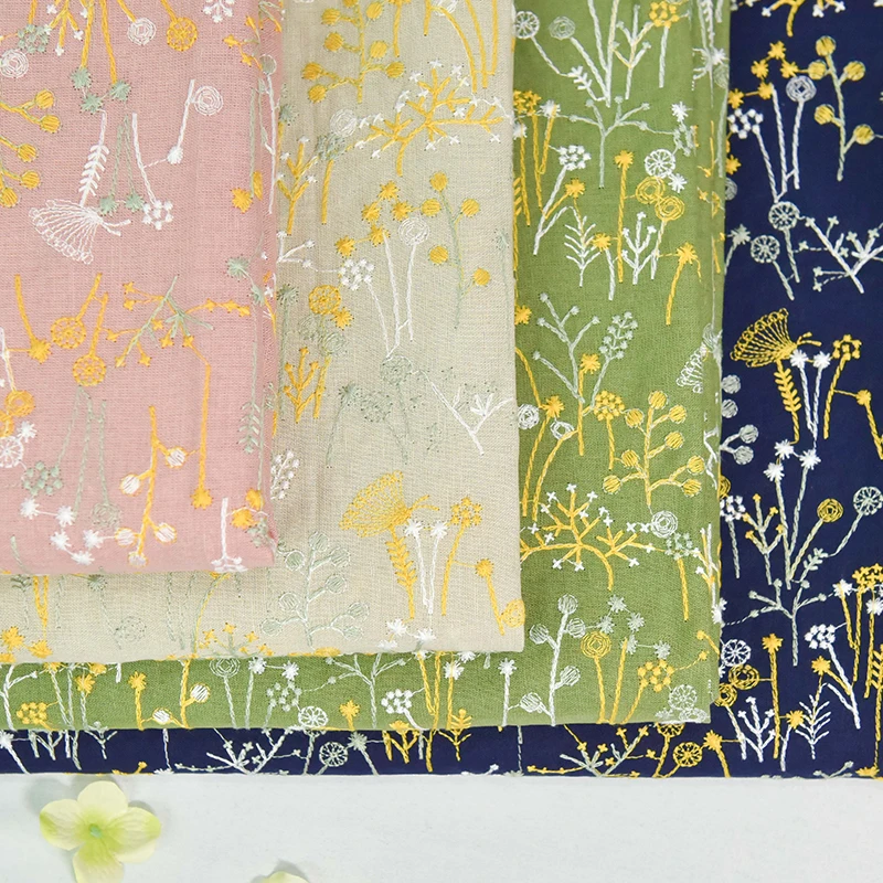

Three-dimensional Embroidery Cotton And Linen Fabric DIY Bags Clothing Fabric Tablecloth Pillow Material Home Decoration Cloth