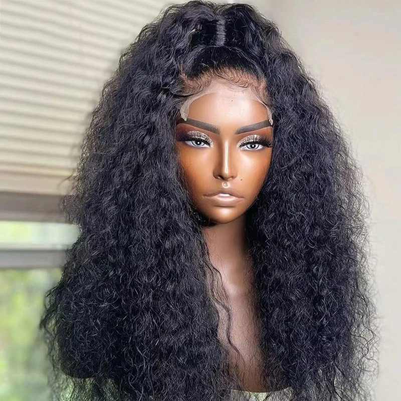 Curly Lace Wig Layered Cut Lace Front Wig Pre Plucked with Baby Hair For Women Natural Black High Temperature