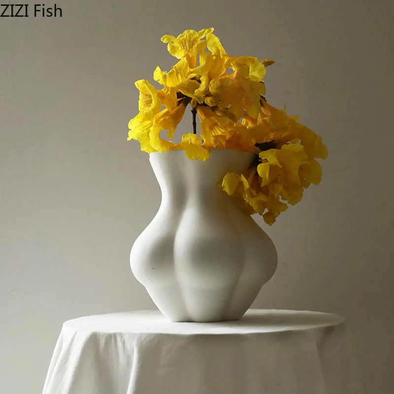 

Creative Buttock Line Ceramic Vase Flower Pots Desk Decoration Artificial Flowers Decorative Floral Arrangement Modern Decor