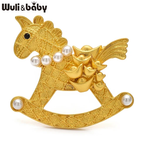 Wuli&baby Золотая брошь-качалка