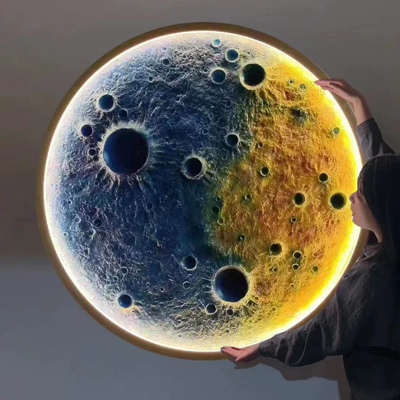 3D рельефный настенный светильник с луной дизайнерская художественная входная