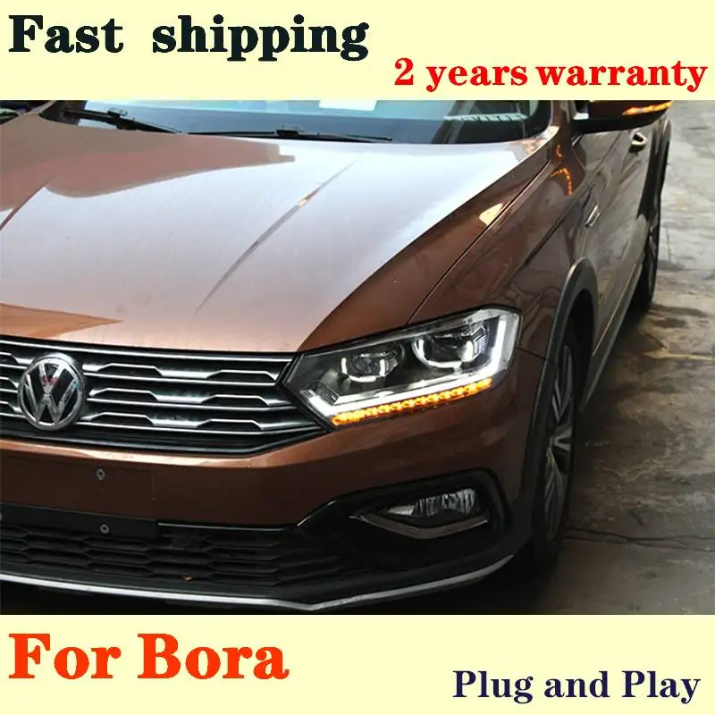 

Стайлинг автомобиля для VW фары Bora 2016 2017 2018 для Bora Передняя светодиодная фара DRL Передняя Биксеноновая линза двойной луч автомобильные аксессуары