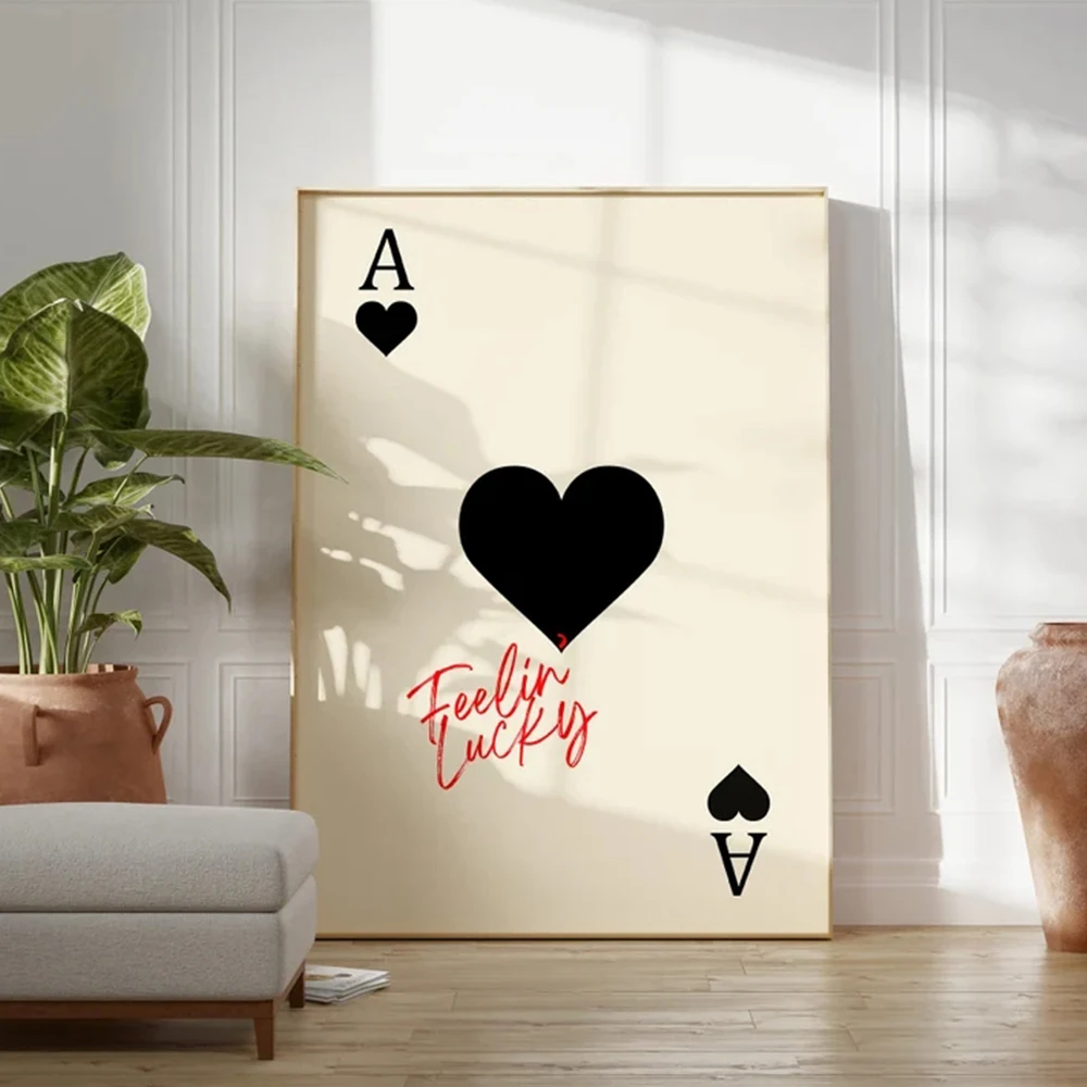 Современные модные игральные карты Ace of Hearts настенные художественные печатные