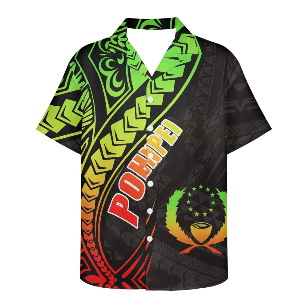 

Turn-down Collar Polynesian Tribal Clothing Pohnpei Cool Pattern Print Custom Summer Men's Shirts Casual Men 2022 Short Sleeve