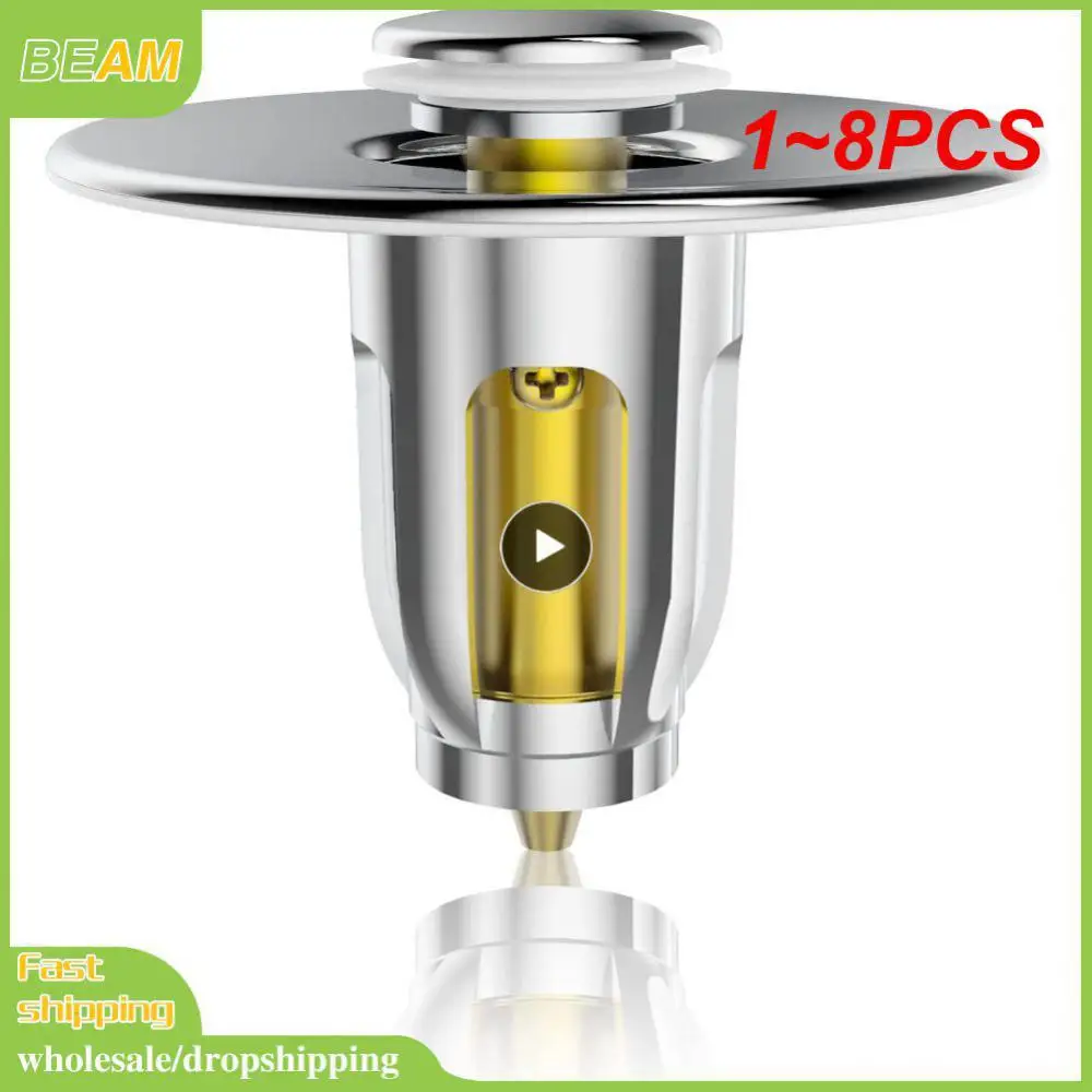 

1~8PCS Zezzo Bounce Core -up Drain Filter Bathroom Stainless Steel Bounce Core Push-type Hair Stopper Basin -up Drain