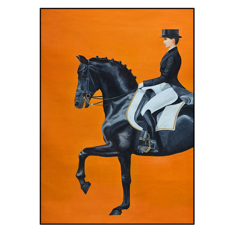 

Hand-painted oil painting "Knight" High-end art home decoration painting light luxury horse living room study office