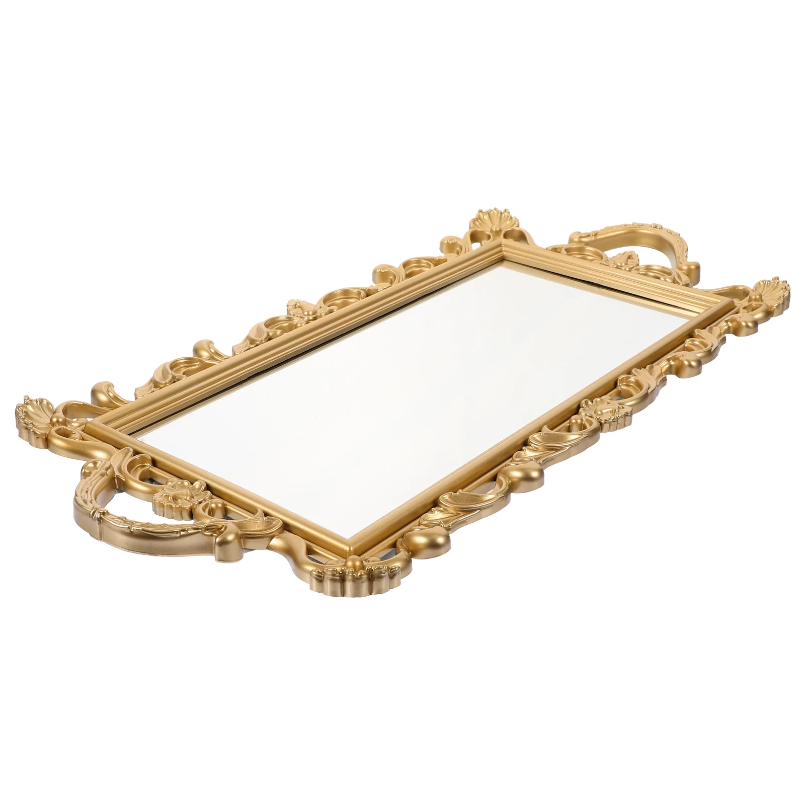 

Tray Mirror Jewelry Vanity Organizer Serving Dresser Display Platedecorative Storage Mirrored Antiquedesktop Catchall Bathroom