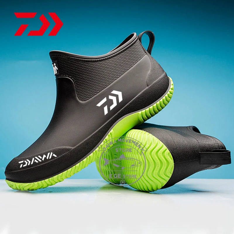 

2023 Daiwa Fashion Garden Work Shoes Rain Shoes Men Short Rain Boots Kitchen Non Slip Shoes Low Top Outdoor Sports Fishing Shoes