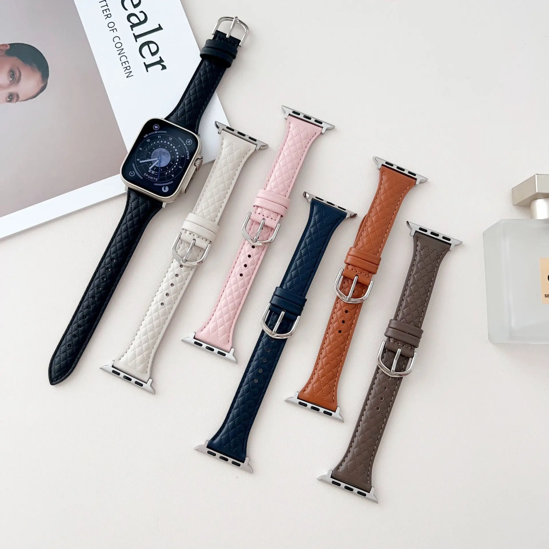 

Calfskin Genuine Leather Watchband 38mm 40mm 41mm for iwatch 8 7 6 5 4 3 SE Replace Wrist Strap 42mm 44mm 45mm for Apple Watch
