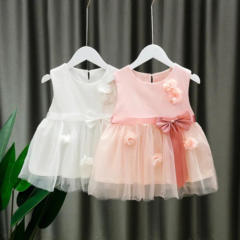 

Платье принцессы для новорожденных девочек, на 1 год, вечеринку, крестины, с бантом, одежда для малышей, 2022