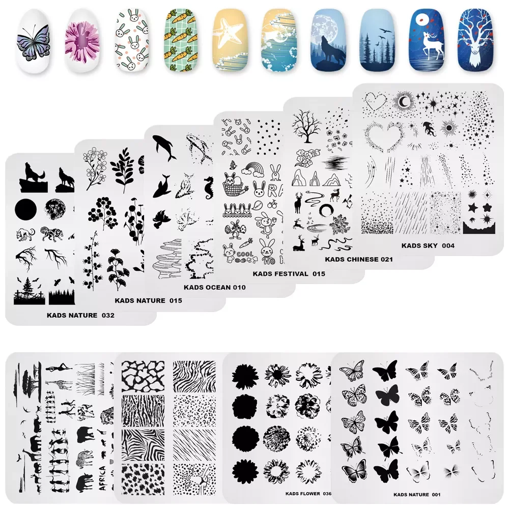 

NEW2023 20/8 PCS Nail Stamp Plates Set Nails Art Stamping Plates Leaves Flowers Animal Lines Nail Plate Template Image Plate Too