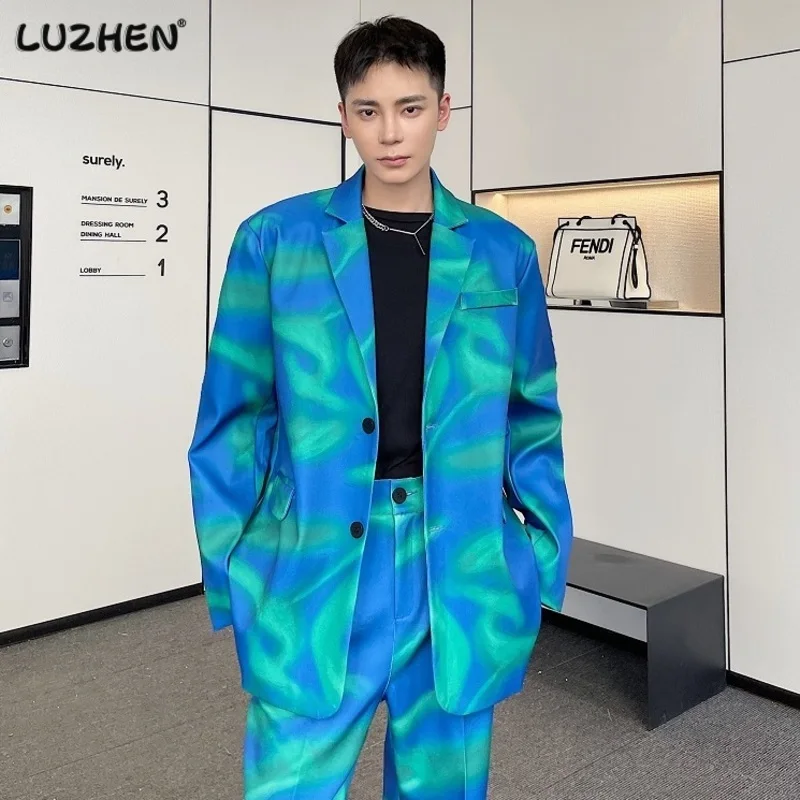 

LUZHEN 2023, Модный корейский дизайнерский Повседневный Блейзер, мужская мода, элегантная оригинальная универсальная куртка Cb959b