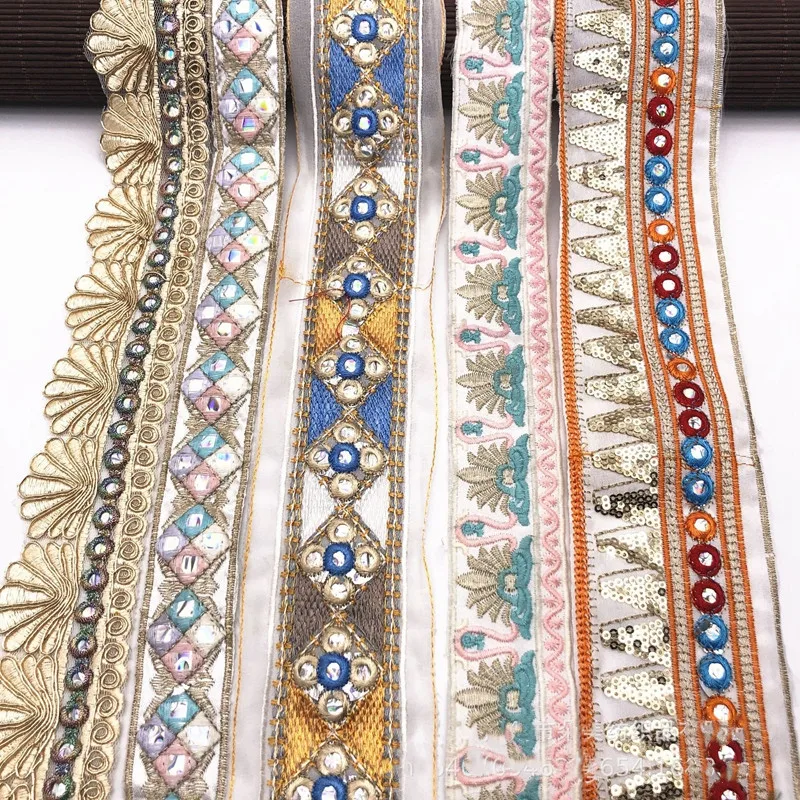 

1 Yards Embroidered Lace Trim Ribbons Garment Trim Fabric for Apparel Clothes Accessories Handmade Sewing DIY Crafts