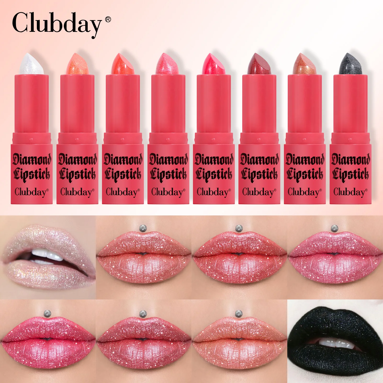 MISS ROSE Блестящая алмазная помада Блеск для губ Нейтральные розовые оттенки Макияж