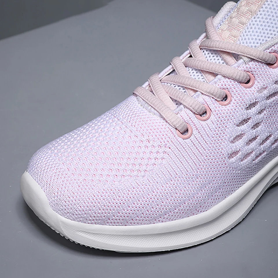 Loekeah Fashion Ladies Sports Shoes Light Breathable Mesh Casual Sneakers Lace-Up Running Footwear Comfortable Soft Shoes Tennis