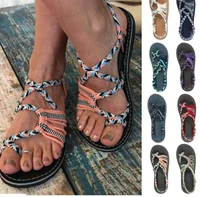 summer new colorblock rope knot beach slip on plus size womens sandals womens sandals