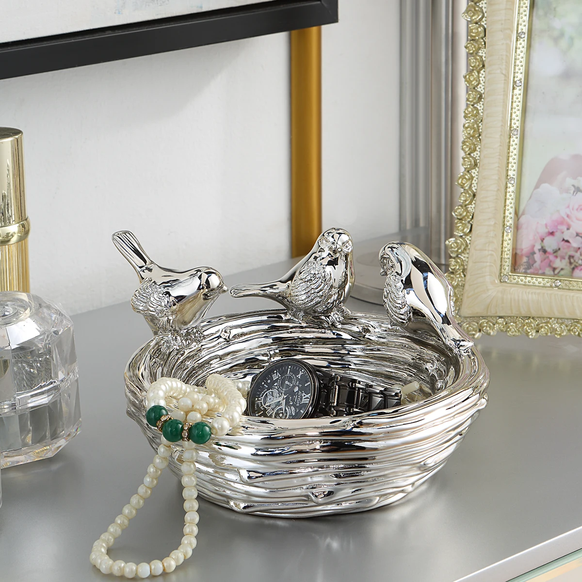 

Minimalist shoe cabinet, entrance key, bird nest storage box, new house entry, cute bird tabletop decoration