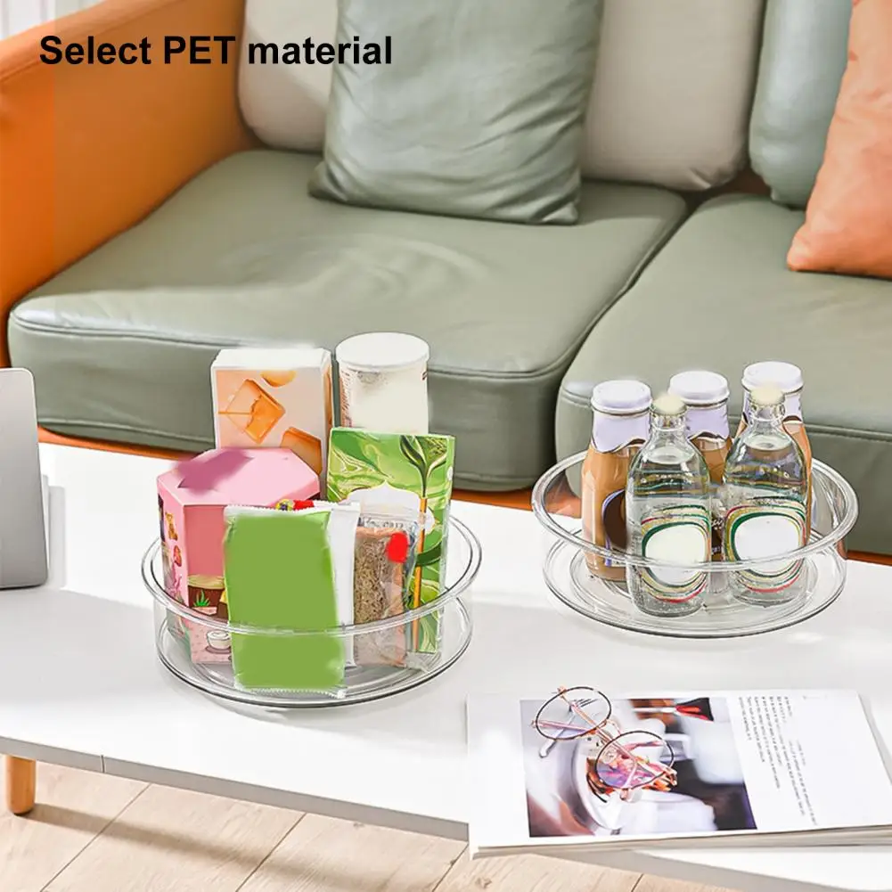 

Sturdy Storage Organizer Large Capacity Portable Clear Turntable Storage Tray Round Storage Container Desktop Supplies