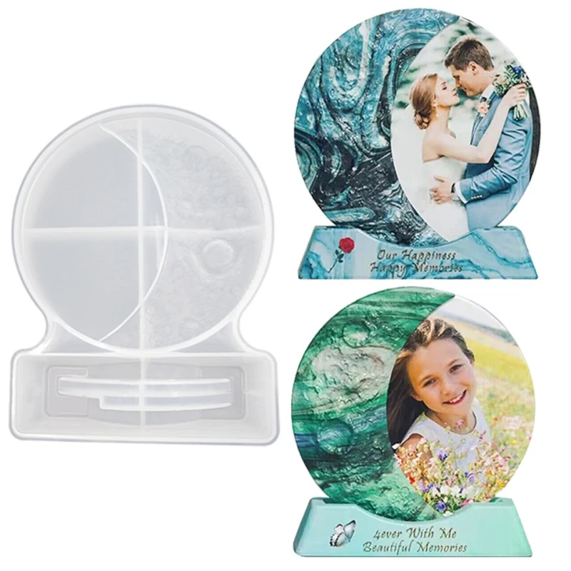 

Geometric Moon Photo Frame Silicone Mold with Base Epoxy Resin Casting Jewelry Tool Making Diy Craft Home Decorations