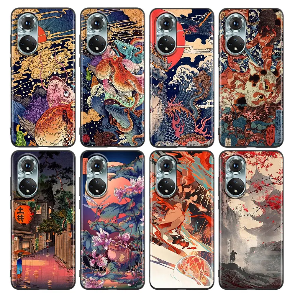 

Japanese Traditional Art Funda Case for Honor 8X 9X X8 Play 9A 50 20 60 Magic4 Pro 30i Lite Nova 8i 8 9 SE 5G PRO Y60 Case Coque