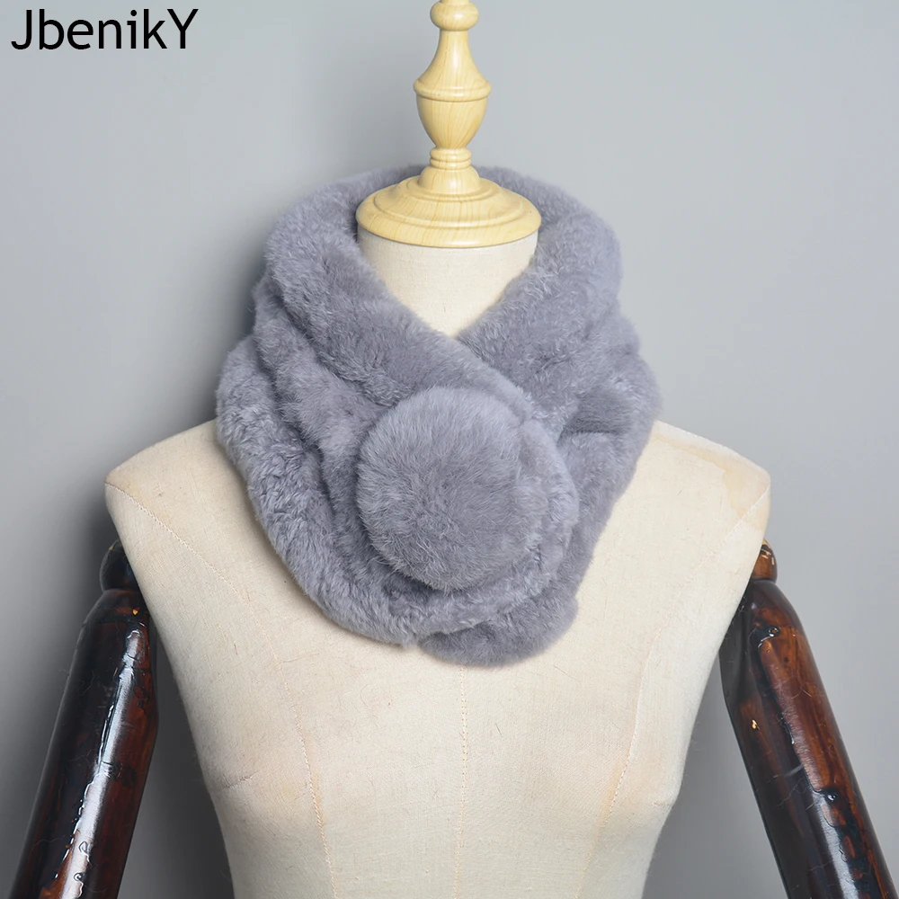 2024 Лидер продаж женский зимний теплый шарф из натурального меха кролика рекс