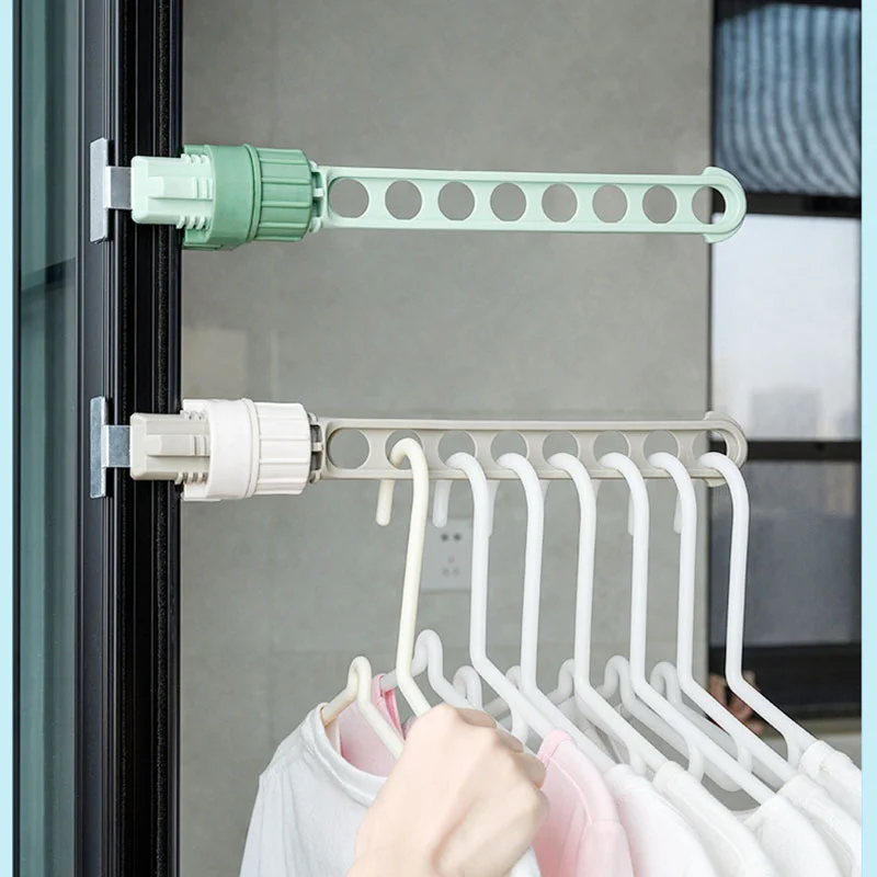 

Indoor 8 Holes Clothes Window Hanger Frame Drying Rack Balcony Laundry Hanging for Home Practical Organizers Laundry Dryer