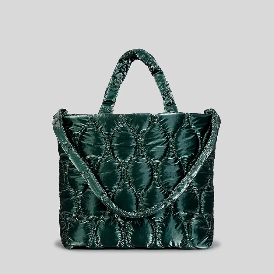 

Fashion Nylon Quilted Large Capacity Tote Bag Padded Women Handbags Luxury Nylon Down Cotton Shoulder Bags Big Puffy Bag Winter