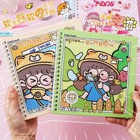 cute cartoon girl handmade hand book ins high value lattice book girl heart hand book kawaii square lattice notebook diary