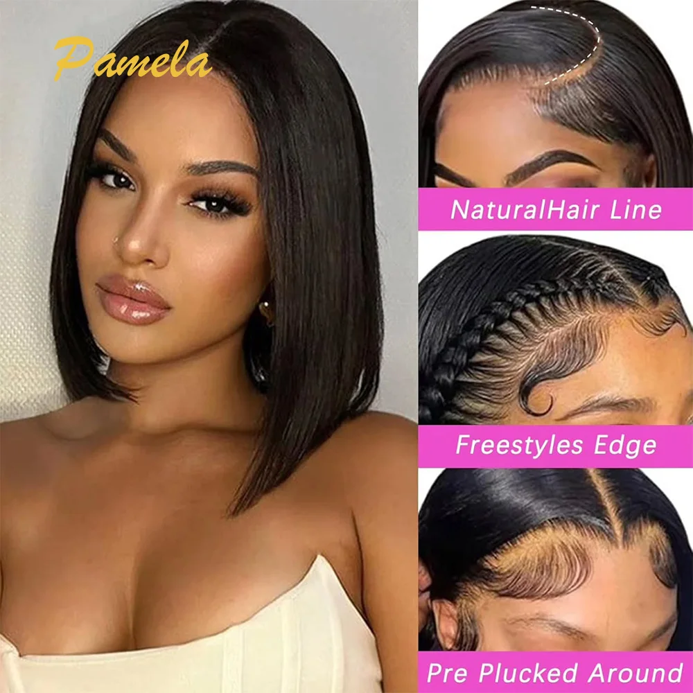 300% Высокая плотность Bone Straight Wig 4x4 5x5 Кружевная застежка Бесклеевые парики Парик